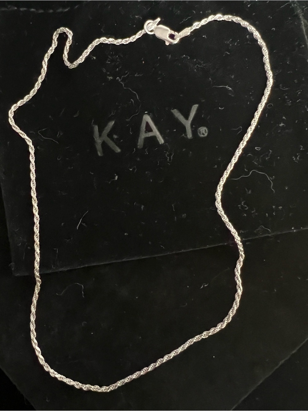 Kay Jewelers Sterling silver Rope Chain Necklace - 16in NWOT